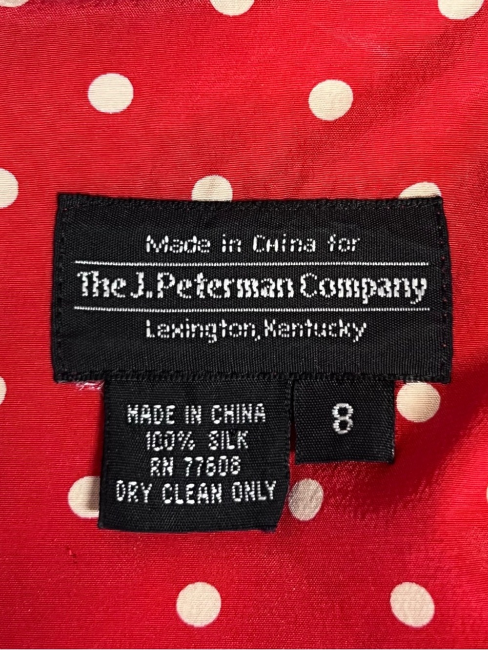 J. Peterman Sz 8 Red Polka Dot 100% Silk Button Front Fit & Flare Maxi Dress - Picture 14 of 14
